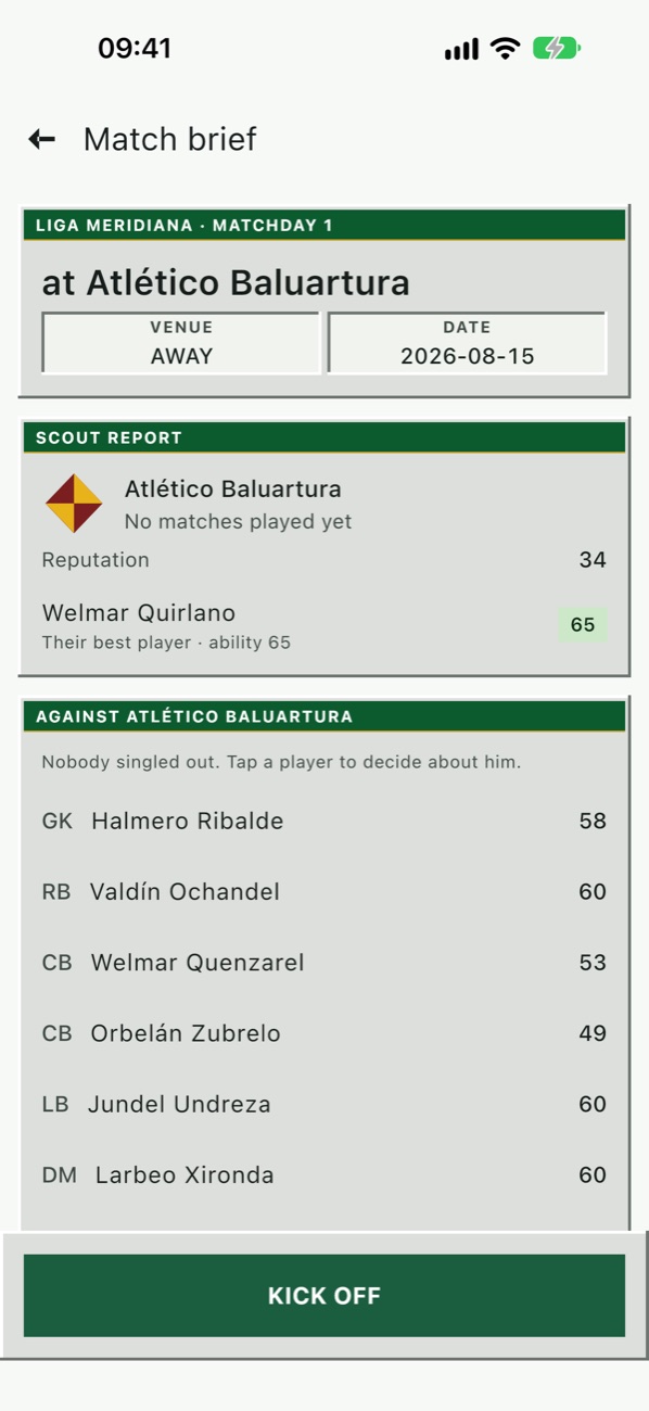 Futbolium on iPhone: Read the brief. Pick the eleven.