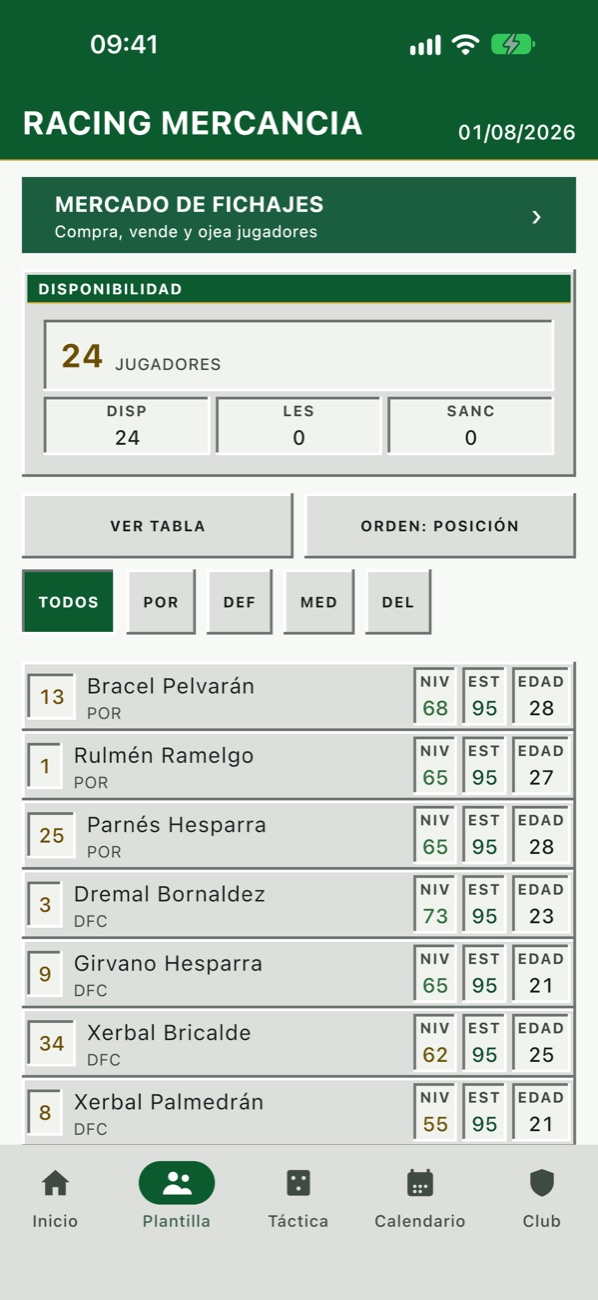 Futbolium en iPhone: Una plantilla que se cansa y responde.
